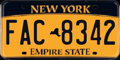 NY license plate FAC8342