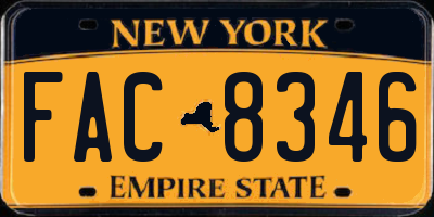 NY license plate FAC8346