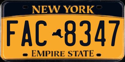 NY license plate FAC8347