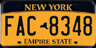 NY license plate FAC8348