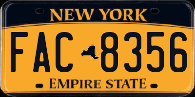 NY license plate FAC8356