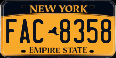 NY license plate FAC8358