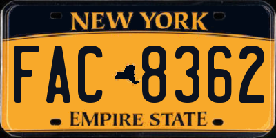 NY license plate FAC8362