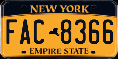 NY license plate FAC8366