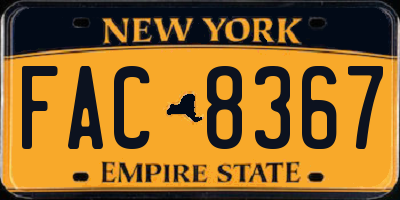 NY license plate FAC8367