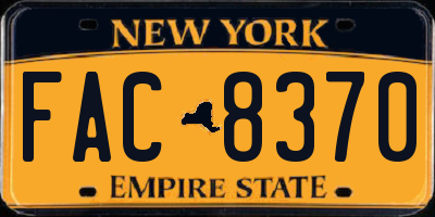 NY license plate FAC8370