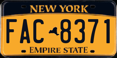 NY license plate FAC8371