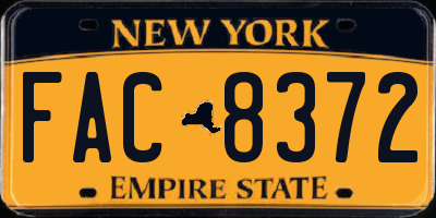 NY license plate FAC8372