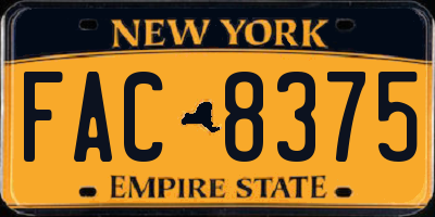 NY license plate FAC8375