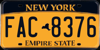 NY license plate FAC8376