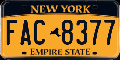 NY license plate FAC8377