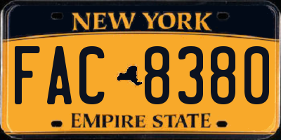 NY license plate FAC8380