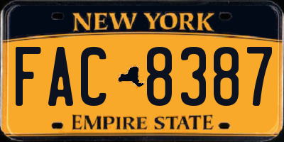 NY license plate FAC8387