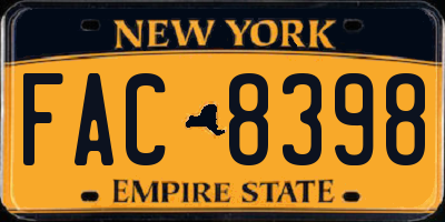 NY license plate FAC8398