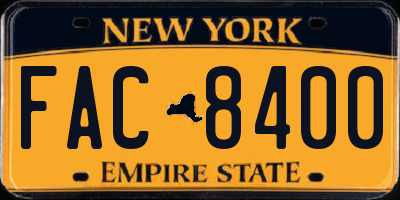 NY license plate FAC8400