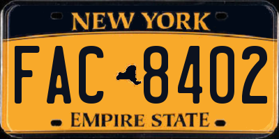 NY license plate FAC8402