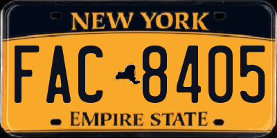 NY license plate FAC8405