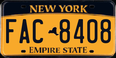 NY license plate FAC8408