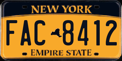 NY license plate FAC8412