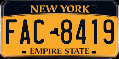 NY license plate FAC8419