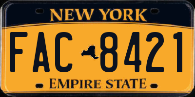 NY license plate FAC8421