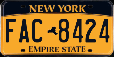 NY license plate FAC8424