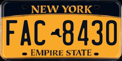 NY license plate FAC8430