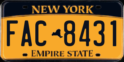 NY license plate FAC8431