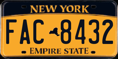 NY license plate FAC8432