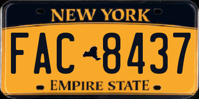 NY license plate FAC8437