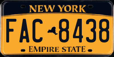 NY license plate FAC8438