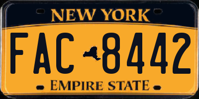 NY license plate FAC8442