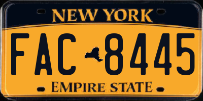 NY license plate FAC8445