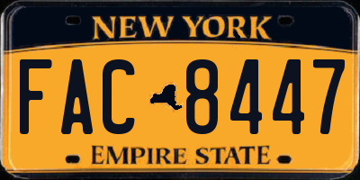 NY license plate FAC8447