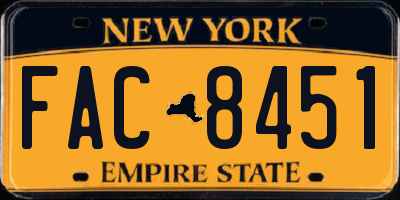 NY license plate FAC8451