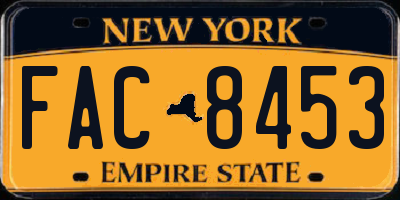 NY license plate FAC8453