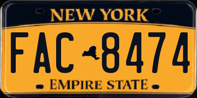 NY license plate FAC8474