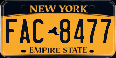 NY license plate FAC8477