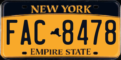 NY license plate FAC8478