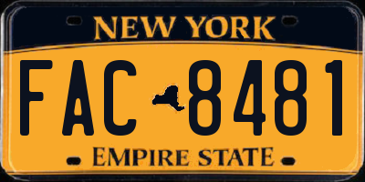 NY license plate FAC8481