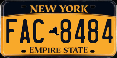 NY license plate FAC8484