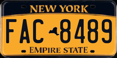 NY license plate FAC8489