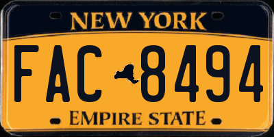 NY license plate FAC8494