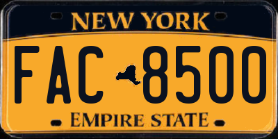 NY license plate FAC8500