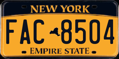 NY license plate FAC8504