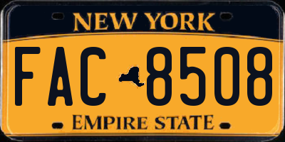 NY license plate FAC8508