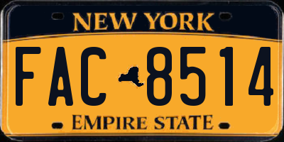 NY license plate FAC8514