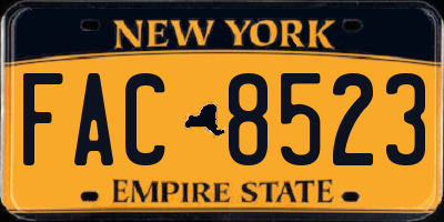 NY license plate FAC8523