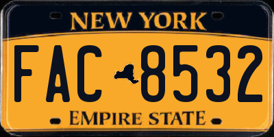 NY license plate FAC8532
