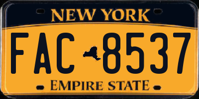 NY license plate FAC8537